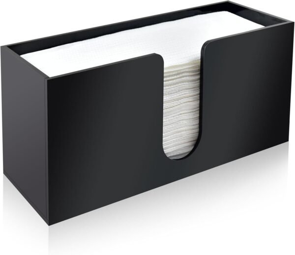 1Pack Paper Towel Holder Countertop, Black Acrylic Napkin Dispenser, Multifold Paper Towel Dispenser for for Z-fold C-fold MultiFold Trifold-Bathroom Toilet Kitchen Restaurant