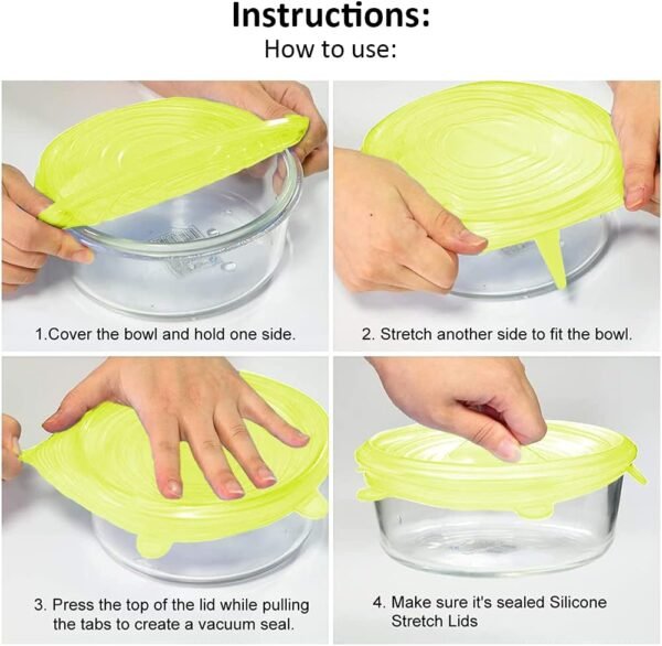 Reusable Beeswax Food Wrap- Silicone Stretch Lids - Reusable Produce Bags, Eco Friendly Food Storage, Dishwasher & Freezer Safe, Reusable Grocery Bag for Storage, 15 Pack (6 Wrap 3 Bags 6 Lids) - Image 5