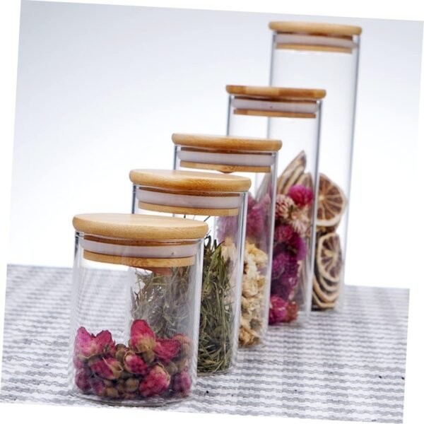 MAGICLULU Glass Tea Jar Storage Jar Lids Spices Seal Cup Bin Canister Balm Airtight Coffee Container Pantry Flour Storage Container Clear Sugar Container Jar Jars Spoon Mason Jar - Image 8