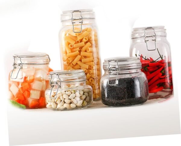 Square Glass Containers Square Container Storage Jars Canister Airtight Bac Jars for Kitchen Storage Bins Sealer Tote Cup Vacuum Clear Tin Pantry Seal Pot Glass Jar Glass Seal Jar - Image 6