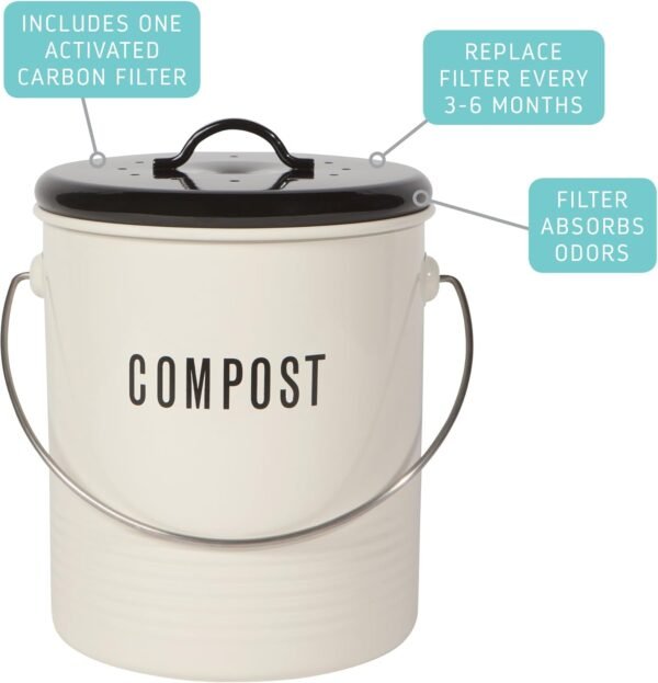 Now Designs Vintage Compost Bin, Ivory - Image 6