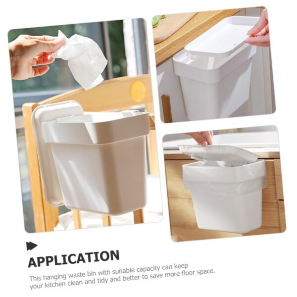 TIDTALEO Kitchen Trash Can Storage Hanging Basket Airtight Countertop Compost Bin Kitchen Simple Kitchen Garbage Bin Kitchen Compost Bin Trash Can for Bathroom Rv Trash Can Pp White - Image 4