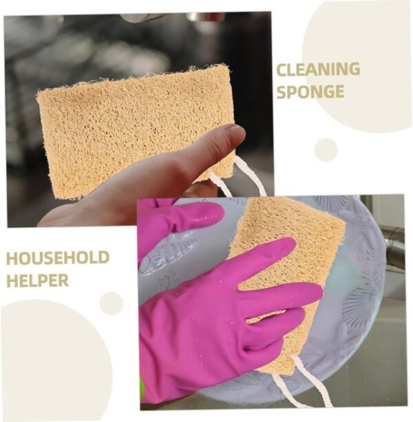 SECFOU 2pcs Natural Loofah Sponge for Dishes Dish Cleaning Loofah Brush Kitchenware Scrubber Dishwashing Sponge - Image 4