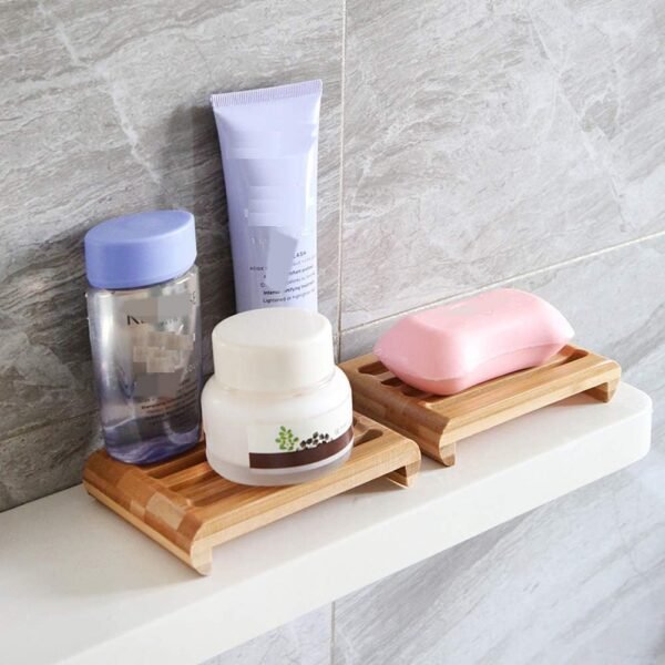 luzen 2Pcs Rectangle Bamboo Self Draining Soap Dishes Bar Soap Holder Soap Saver Tray Soap Case Soap Box Holder for Shower Bathroom Kitchen Keep Soap Dry Clean - Image 5