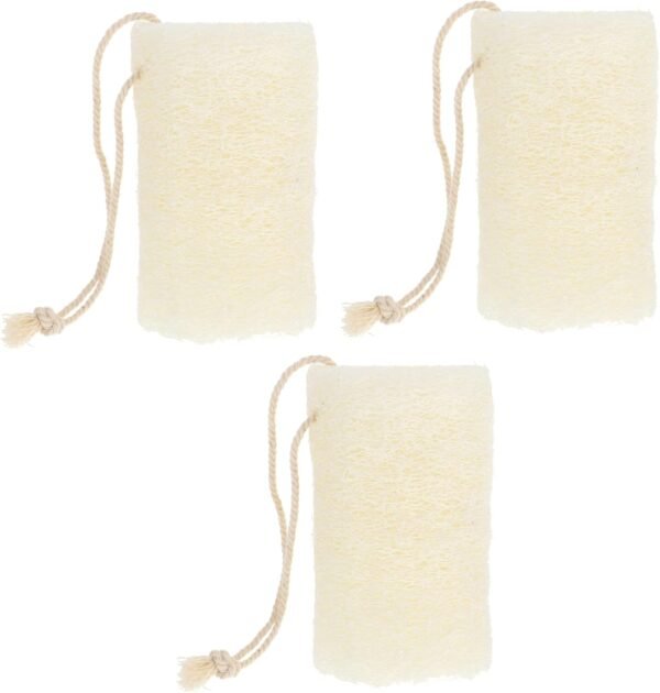 3pcs Loofah Cleaning Sponge Natural Dish Sponge Cleaning Scrubber Natural Sea Sponge Organic Luffa Esponjas para El Cuerpo Natural Loofa Sponges Exfoliating Body Scrubber Beige