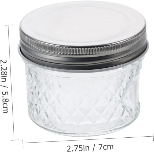 6 Pcs Diamond Mason Jar Empty Bottles Pickle Bottle Mason Jars Canning Clear Glass Storage Bottles Transparent Glass Bottles Glass Storage Container 100ml Glass Bottles Glass Jars - Image 2