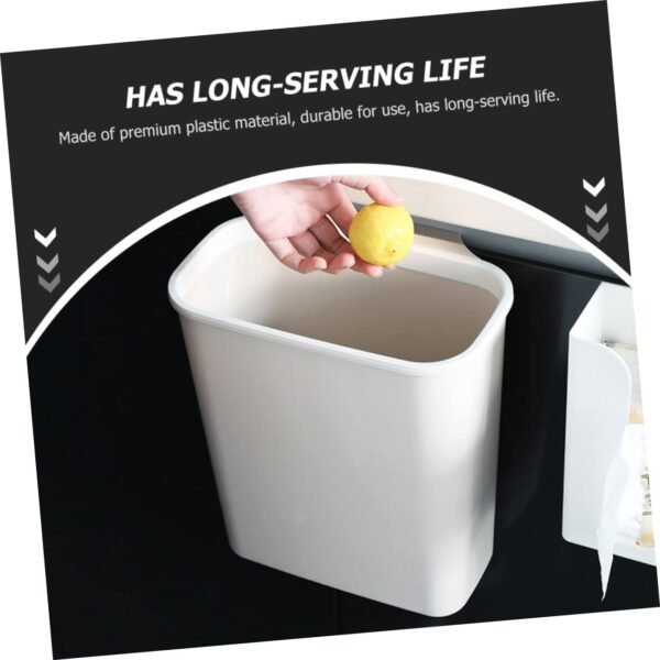 Garbage Can Outside Trash Can with Lid Compost Bin Kitchen Door Hanging Trash Can Kitchen Cabinet Trash Bin Outdoor Trash Cans Office Bin with Lid Outdoor Bin Plastic White - Image 6