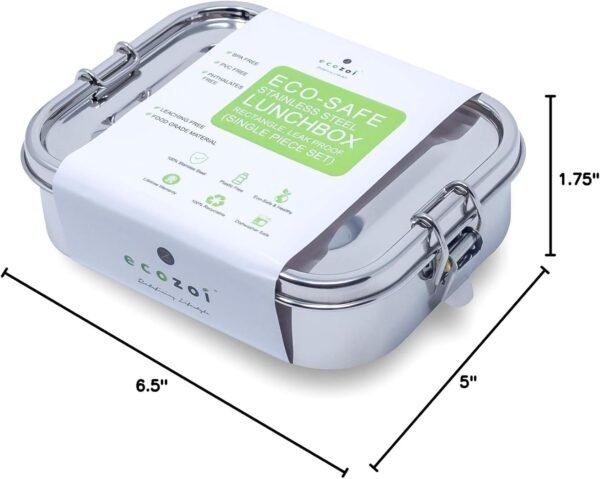 Stainless Steel Lunch Box, Leak Proof 1 Tier Eco Metal Bento Box | Bonus Pod And Redesigned Silicone Seal | Sustainable Zero Waste Eco Friendly Food Storage Container - Image 7
