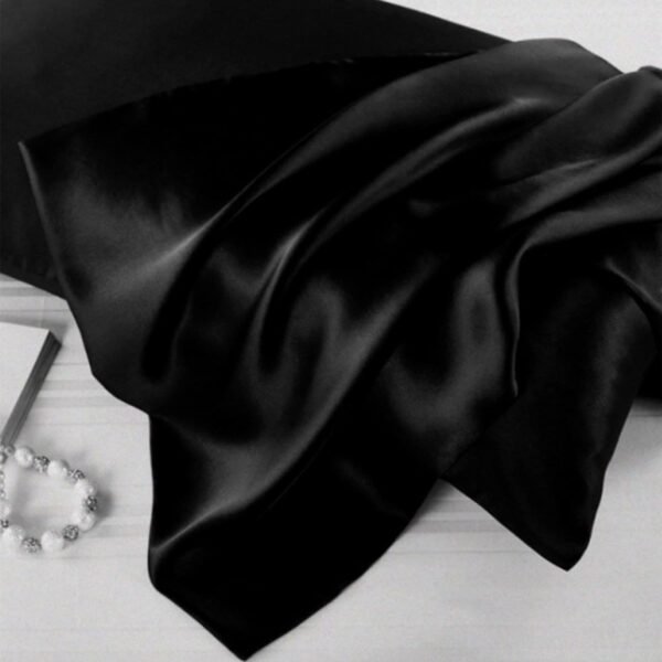 Organic Silk Pillowcase for Hair and Skin Made in USA, Black Silk Pillow Cases, 22 Momme Natural Mulberry Silk Pillowcase, Oeko-TEX Certified 100% Pure Silk, Anti Acne, 1 Pc 20"x26" (Standard, Black) - Image 6