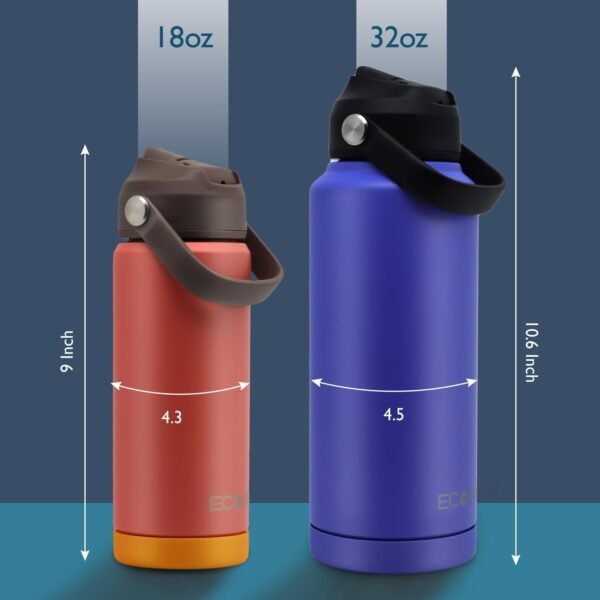Water Bottles 32oz, Insulated Water Bottle with Straw - Stainless Steel Reusable Metal Water Bottle, Silicone Boot, Carry Handle, Double Wall Vacuum Leak Proof Tumbler for Traveling, Hiking, Gym - Image 2