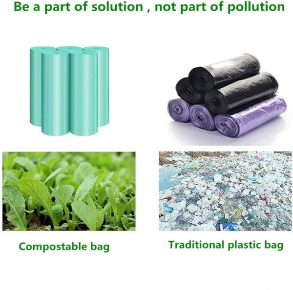 Compostable Trash Bag, 4 Gallon Biodegradable Garbage Bags Strong Rubbish Can Liners Unscented Wastebasket Bags for Kitchen Bathroom Home Office 100 Counts - Image 6
