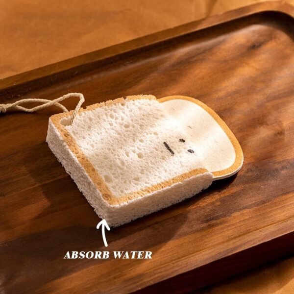 Biodegradable Cellulose Compressed Sponges, Bread Cat Paw Lemon Kitchen Wood Pulp Cleaning Sponges, Cute Natural Non-Scratch Scrub Sponges - 3 Packs - Image 2