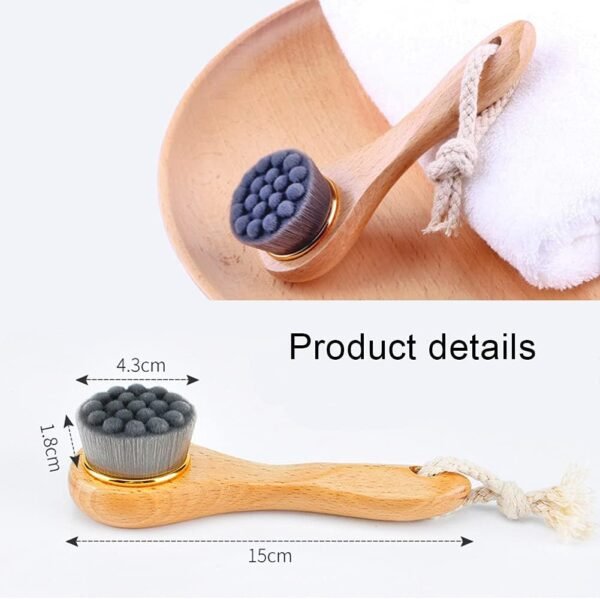 Manual Facial Cleansing Brush-Bamboo Charcoal Fiber Bristles and Wooden Handle-Skin Cleanser & Scrubber for Applying Face Mask, Acne Washing, Daily Deep Pore Cleaning - Image 7
