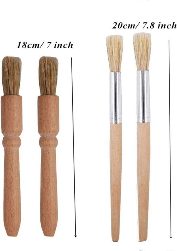 Espresso Brush Set 4 Pieces Professional Espresso Machine Cleaning Brush Wood Handle Natural Bristles Brush for Coffee Grinders Cleaning - Image 2