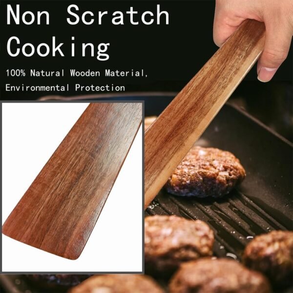 4PCS Wooden Spatula Set, Wooden Spurtle Set for Cooking, Stirring, Mixing, Serving, non Stick Kitchen Utensils Set for Egg Flipping Spatula, Scraping & Turning - Image 2