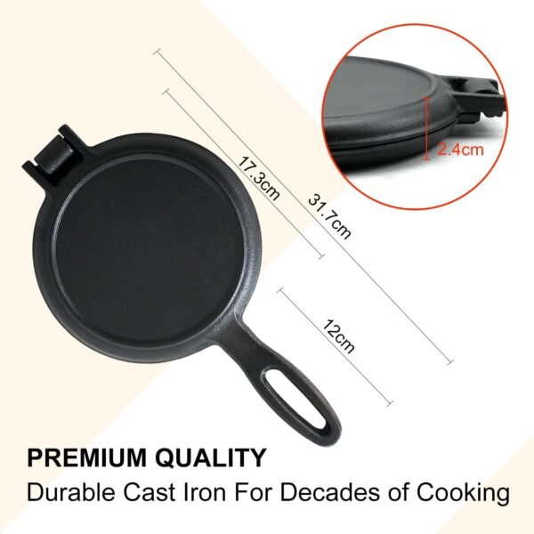 Cast Iron Waffle Cookware Two Piece Hinged Non Electric Waffle Iron for Stovetop or Grill Makes 7" Round Waffles Design Waffle Pan - Image 6
