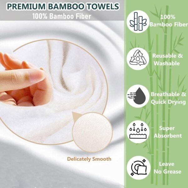 Reusable Paper Towels Washable wash Cloth 100% Bamboo bio Fiber Home Kitchen Paper Towels Super Absorbent Durable 2 Rolls for Half a Year - Image 2