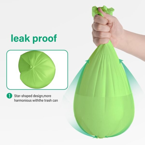 Compostable Trash Bags 5 Gallon Compost Small Trash Bags for Kitchen Bathroom Office ASTM D6400 BPI Certified 45 Couts Green - Image 3