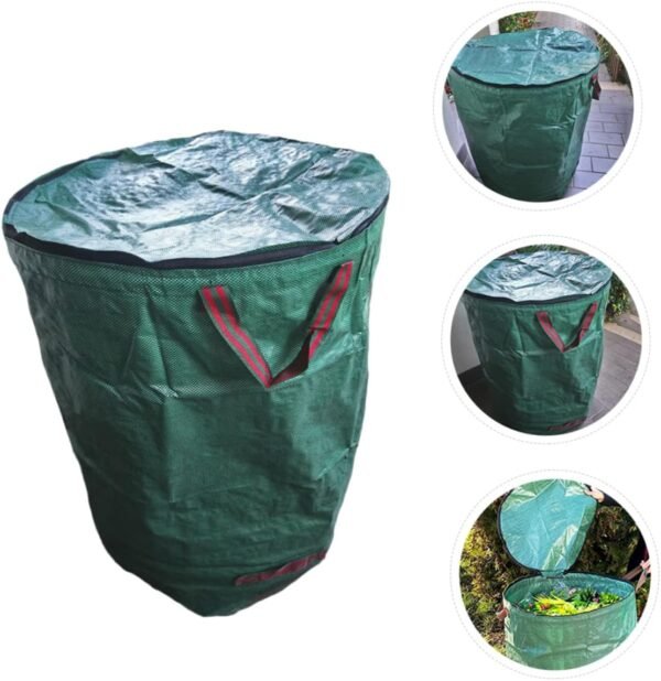 Leaf Bag Lid Garbage Bags Compost Bin Kitchen Bucket Garden Waste Bag Wheels Plants Liners Hard Bottom Collapsible Garden Waste Bag Glad Garbage Bag Rubbish Bags Sweepers Green Pp - Image 7