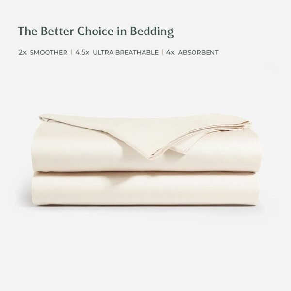 Mayfair Linen 100% Viscose Derived from Bamboo Sheets Full - 4 Piece Bamboo Viscose Sheets for Full Size Bed, Silky Soft, Organic Cooling Sheet Set, Fits Upto 18" Deep Pocket - Ivory Luxury Sheet - Image 3