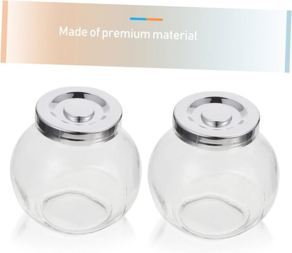 2pcs Glass Storage Jar Honey Storage Bottles Snacks Storage Tank Food Storage Tanks Milk Powder Can Clear Container Honey Canisters Sealed Canisters Food Container Stainless Steel - Image 9