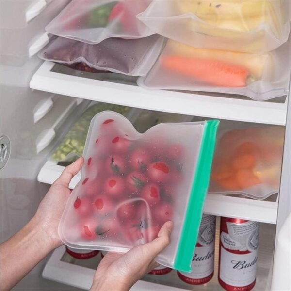 24Pcs Reusable Freezer Bags Food Storage Bags WLRGOOD Flat Silicone Bags Leakproof BPA Free Freezer Gallon/Lunch/Sandwich/Snack Reusable Storage Bags for Meat Fruit Veggies Travel Home Storagation - Image 5