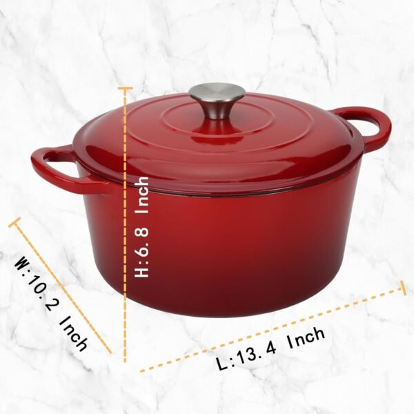 Enameled Cast Iron Dutch Oven Casserole with Lid, 5.5 Quart, Oven Safe up to 500°F - Heavy-Duty, Versatile Cookware for Marinating, Cooking, Baking, Refrigerating, and Serving - Image 2