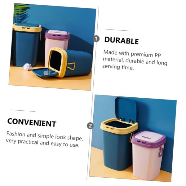 Garbage Can Trashcan Recycling Bin Washing Basket Compost Kitchen Bin Car Bin Swing Lid Trash Can Press Type Garbage Bin Garbage Bin with Lid Efficient Sealing Waste Basket Blue Pp - Image 2