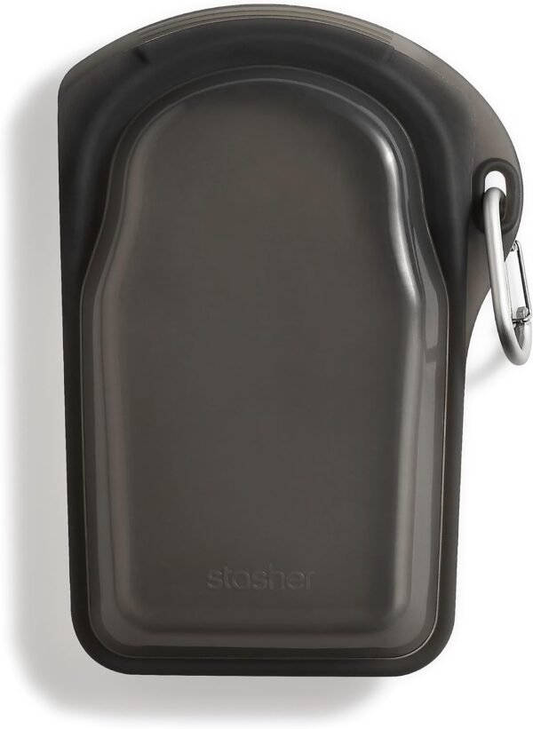 Stasher Premium Silicone Reusable Food Storage Go Bag, Black | Microwave, Sous Vide, Dishwasher, Oven and Freezer Safe | BPA Free, Leak-free, Eco-friendly, 18 Oz