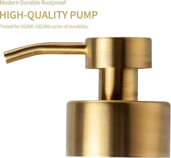 Enra Thick Glass Soap Dispenser with Stainless Steel Pump,12oz Gold Bathroom Hand Liquid Soap Dispensers,Lotion Dispenser,Soap Dispenser for Bathroom,Kitchen - Image 3