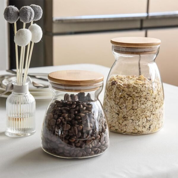Sealed Canisters Jars Airtight Candy Sugar Bowls with Lid Bin Dinnerware Cookie Jar Food Containers with Lids Clear Snack Electric Food Storage Containers Flour Container Wooden - Image 7