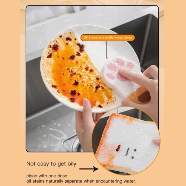 Pop-Up Eco Sponge, Natural Cellulose&Biodegradable sponges｜Plastic Free Sponge, Household Cleaning Essentials with Cartoon Design, 5 Pack - Image 4