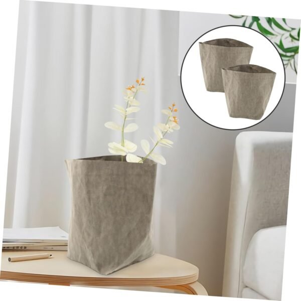 Kraft Paper Flowerpot Potato Bread Plant Paper Bag Storage Bag Large Tote Vegetable Pouch Nut Earth Reusable Food Bag Household Storage Pouch Kraft Paper Fruits Grocery Bag Grey Parliky - Image 7