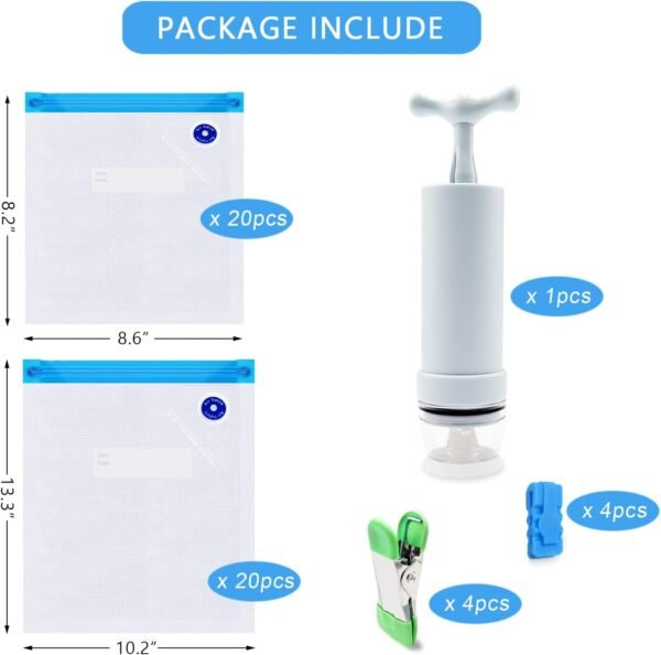 MOMODA Sous Vide Cooking Bags - Set of 40 | BPA-Free Reusable Vacuum Seal Bags with Air Valve for Joule and Anova Cookers | Freezer Safe Vacuum Food Storage Bags with Upgraded Hand Pump Included - Image 2