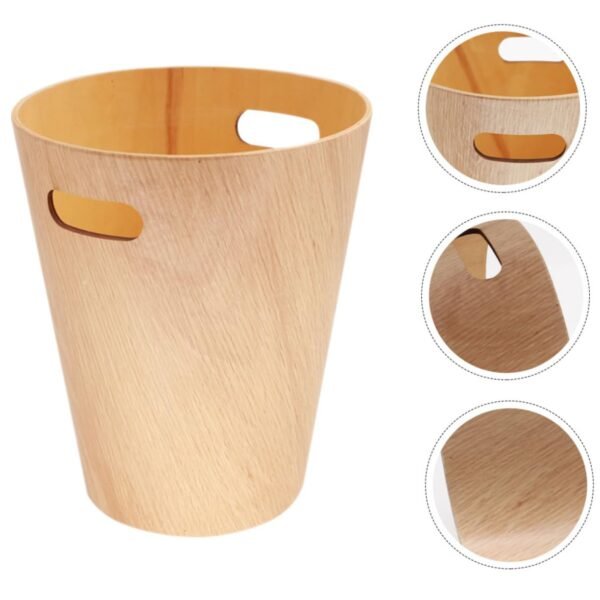 Small Trash Can with Lid Garbage Can with Lid Kitchen Wooden Bedroom Bin Compost Bins for Kitchen - Image 2