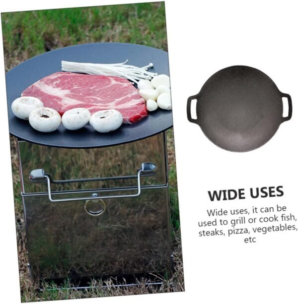 Nonstick Pizza Pan Griddle Pans Steak Pan Stove Frying Outdoor Barbecue Cooking Grill Pan Grills Roasting Pan Baking Dish Camping Cookware Roaster Pan Pizza Cooker Dark Grey Iron - Image 4
