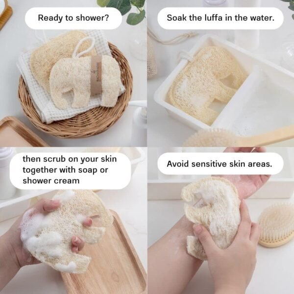 Thai Elephant Shaped Fancy Luffa,Natural Loofah Sponge Exfoliating Body Scrubber, Loofah Shower Pad, Eco-Friendly and Biodegradable,Bath and Spa for Men Women (2 Pack) - Image 6