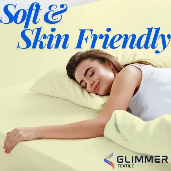 1PC Fitted Sheet| Organic Cotton| 1000 TC| | Twin XL Size (39"X80") with 16" INCH DEEP Pocket| Skin Friendly|Comfy & Very Soft| Wrinkle Free| Ivory - Image 6