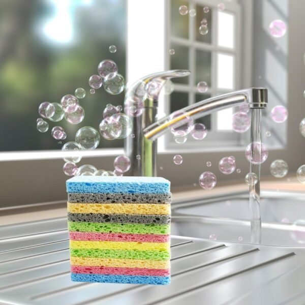 12PCS Cleaning Sponge，2.5X4.0 inches, Kitchen DishSponge, Cleaning Scrub Color Sponge, Biodegradable Natural Sponge, Non-Scratch Kitchen Cellulose Dishwashing Sponge - Image 5