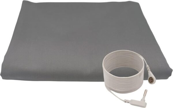 Premium Quality Grounding Flat Half Sheet - Organic Cotton with Conductive Silver Threads. Grounding Cord Included. Earth Connected. 35 x 122 inches. Universal Size Bed or Sofa. (Half Sheet)