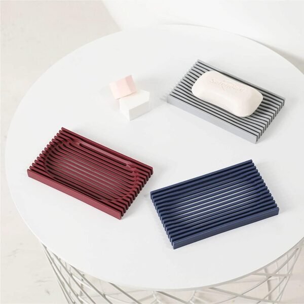 Shower Soap Dish, Silicone Soap Dish with Drain Self Draining Bar Soap Holder/Saver for Bathroom Shower and Kitchen, Flexible and Durable Soap Tray, Easy to Clean(2PCS) (Navy) - Image 3
