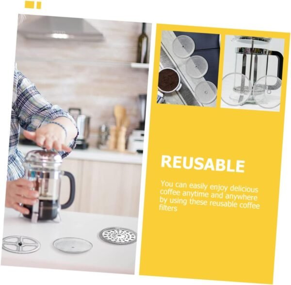 6pcs Coffee Machine Filter Coffee Filters Filters Coffee Concentrate Mesh Strainer Coffee Machine Strainer Mesh Reusable Coffee Filter Stainless Steel Coffee Filter - Image 5