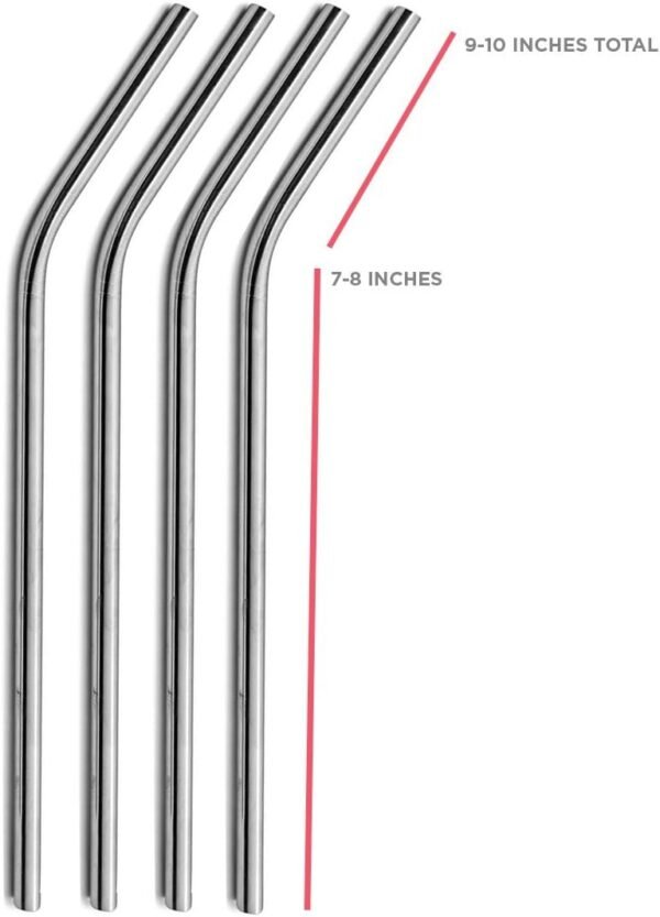 Extra Long Stainless Steel Drinking Straws Set of 4, metal Straws reusable for 30 oz Tumbler and 20 0z Tumbler, | Fits all Yeti SIC Simple Modern Tumblers, Cleaning Brush Included. - Image 3