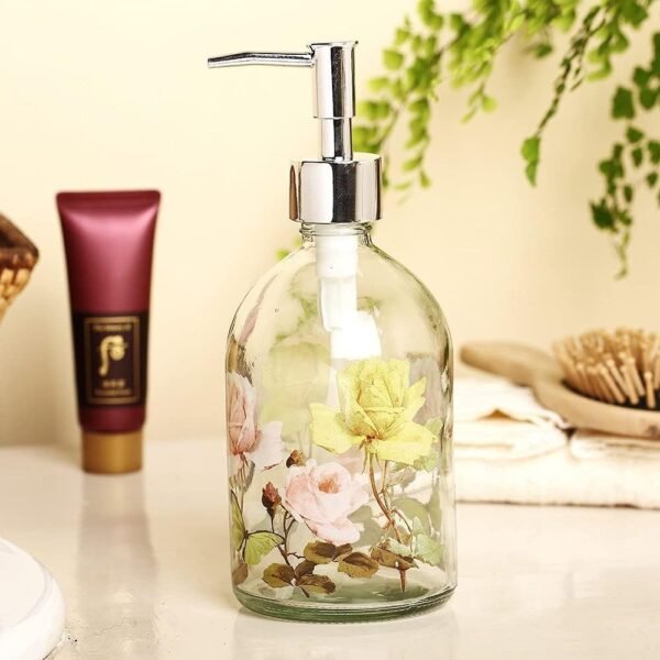 Glass Soap Dispenser Bottle with Pump,Refillable Liquid Hand Soap Dispenser for Bathroom, Kitchen Soap Dispenser 17 oz - Image 4