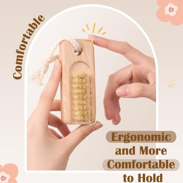 Nail Scrubber Brush, 2 Pack Nail Brush for Cleaning Fingernails, Natural Wooden Fingernail Cleaning Brushes Two-sided Finger Toe Nail Brush Cleaner with Hanging Rope - Image 7