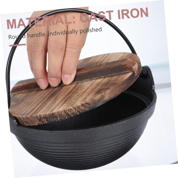 Japanese Sukiyaki Induction Cooker Clad Tea Infuser Shallow Casserole Dish with Lid Stockpot with Lid Electric Strainer Non Food Stock Pot Pans Hot Pot Iron Sukiyaki Pots Wooden - Image 9