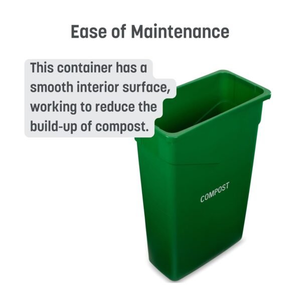 Carlisle FoodService Products 342023CMP09-E TrimLine Plastic Compost Container, 23 Gallon Capacity, 1 Pack, Green - Image 3