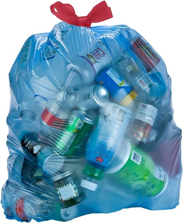 Amazon Basics Blue Recycling Trash Bags, Unscented, 13 Gallon, 60 count, Pack of 1 - Image 2
