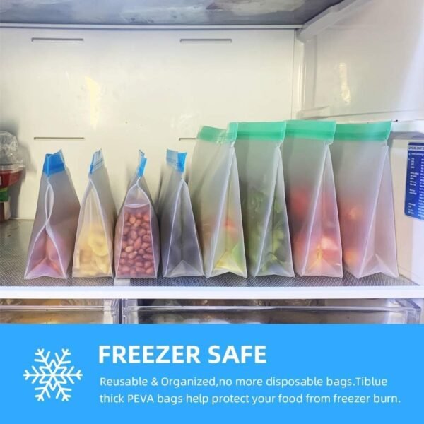 Reusable Food Storage Bags 8 Pack - Stand Up BPA FREE Leakproof Freezer Bags( 4 pack 1/2 Gallon Bags + 4 pack Sandwich Bags) Plastic Free Lunch Bag | Eco-friendly - Image 4