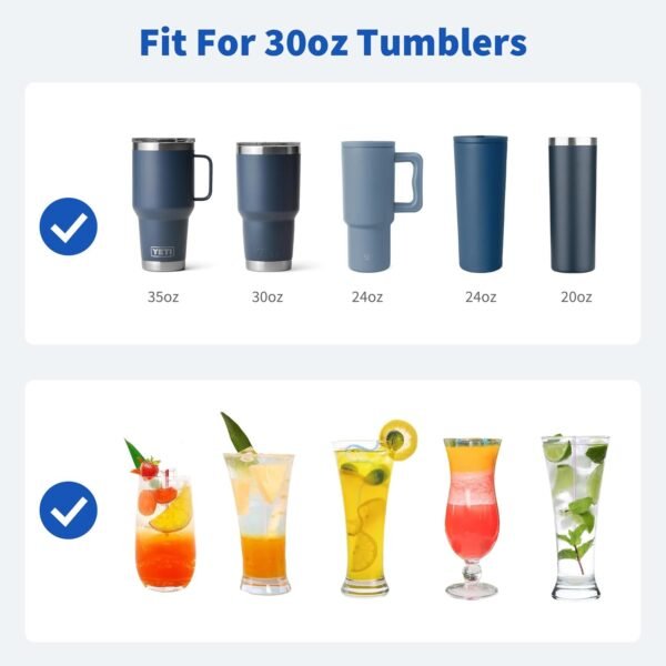 Metal Straws with Silicone Tip for 30 oz Yeti Tumbler, 5 Pcs Reusable Stainless Steel Straws for BJPKPK, RTIC, WETOWETO, Beast 30 oz Tumbler, Cleaning Brush, 1 Portable Bag - Image 4